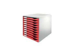 Sahtliboks 285x290x355 LEITZ 10-sahtliga A4 punane