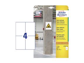 Kleebisetikett AVERY Zweckform 105x148mm 4 tk lehel 20 lehte ekstra tugeva liimiga (L7876-20)
