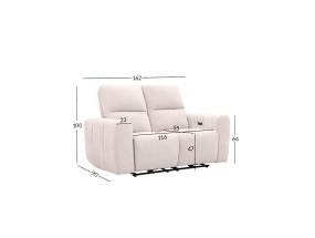 Diivan MATIAS 2-kohaline elektriline recliner 162x90xH100cm, helebeež