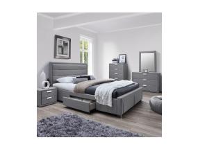 Voodi CAREN 160x200cm, hall, 165x220,5xH110cm, MDF, polüesterkangas