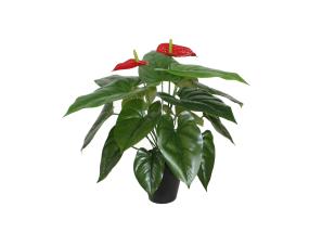 Kunsttaim ANTHURIUM, H45cm, flamingolill, must pott