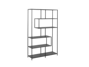 Riiul SEAFORD 114x35xH185cm, must, riiulid: must saare melamiin, raam: must metall