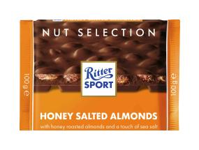 Piimašokolaad RITTER SPORT mandlite, mee ja soolaga 100g