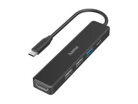 Hama USB-C Hub, 3x USB-A, USB-C, HDMI, must - USB jagaja