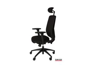 Töötool SUN-FLEX HB 250505 peatoega, regul. käetoedkangas Onyx Black+must alum. jalarist