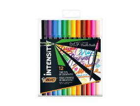 Viltpliiatsid BIC Intensity 12 värvi kaheotsaga