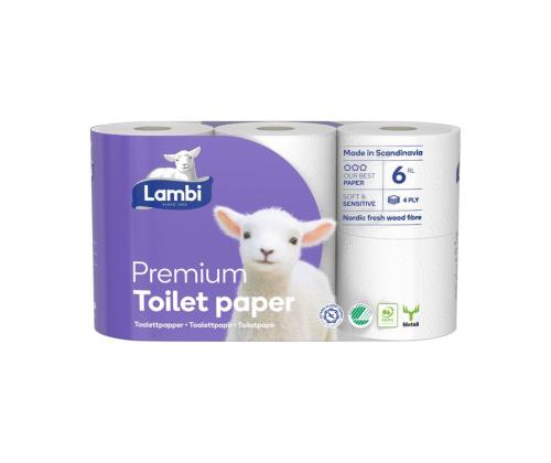 Tualettpaber 4-kihiline LAMBI Premium lumivalge 6rl