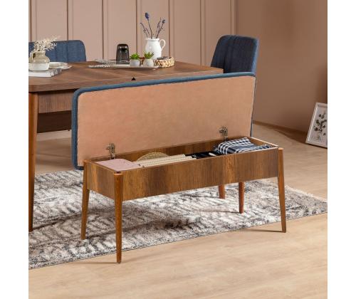 Vina Bench Dark Blue, Walnut