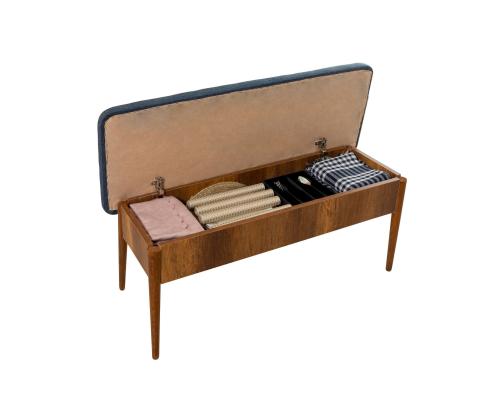 Vina Bench Dark Blue, Walnut