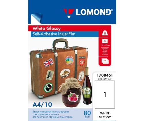 Lomond PET Film for inkjet printers, White Glossy, Self-Adhesive A4, 10 sheets