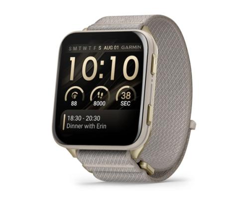 Garmin Venu X1 Smart Watch Soft Gold, Titanium Caseback / French Grey Nylon Band