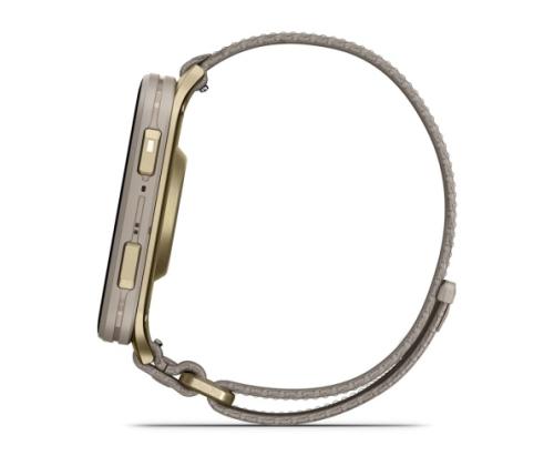 Garmin Venu X1 Smart Watch Soft Gold, Titanium Caseback / French Grey Nylon Band