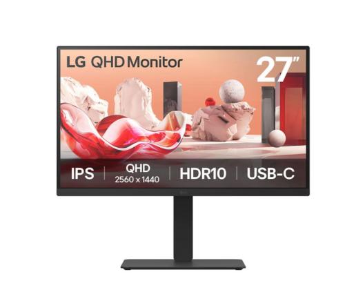 LCD Monitor LG 27BA75QB-B 27" Panel IPS 2560x1440 16:9 100Hz Matte Speakers Swivel Pivot Height...