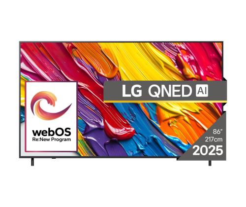 TV Set LG 86" 4K/Smart 3840x2160 Wireless LAN Bluetooth webOS Black 86QNED82A3B