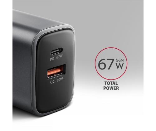 MOBILE CHARGER WALL USB 67W/GAN 2PORT ACU-PQ67 AXAGON