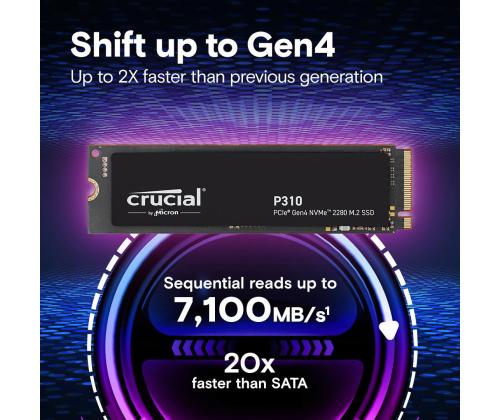 SSD CRUCIAL 220xTBW rating Read speed 7100 MB/s Write speed 6000 MB/s NVMe Yes PCI Express 4.0 M.2…