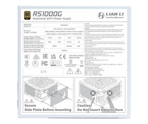 Power Supply LIAN LI ATX PC 100 - 240 V 1000 W G9P.RS1000G.W000.EU