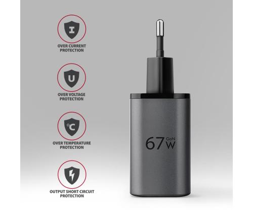 MOBILE CHARGER WALL USB 67W/GAN 2PORT ACU-PQ67 AXAGON