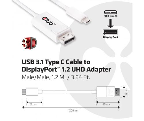 CABLE USB-C TO DP 1.2M/M/M CAC-1517 CLUB3D