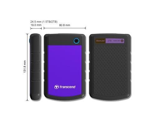 External HDD TRANSCEND StoreJet 2TB USB 3.0 Colour Purple TS2TSJ25H3P